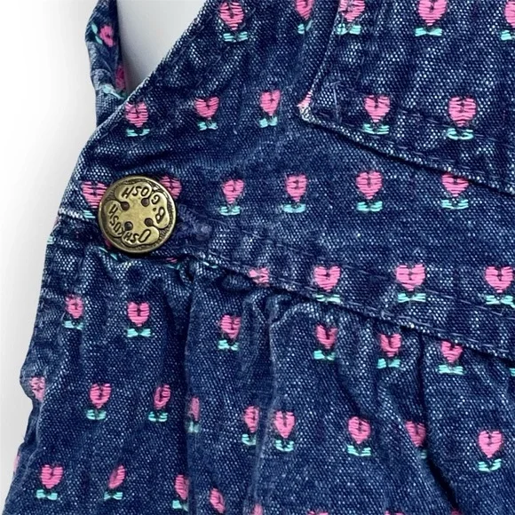 OshKosh B'Gosh Vintage Vestbak Overalls Floral Denim Blue Size 3T Union Made USA - Picture 5 of 11
